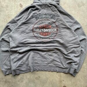 Vintage 90's Harley Davidson biker hoodie super faded out front boxy fit